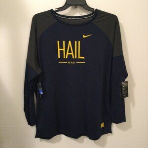 Nike Womens Size XXL Michigan Hail Go Blue Gray Yellow Dri-Fit Long Sleeve Top